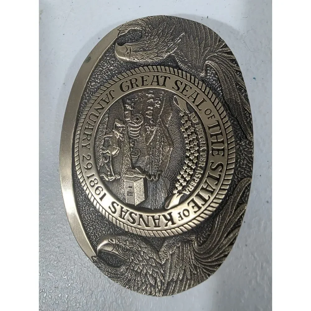 GREAT STATE SEAL OF THE STATE OF KANSAS First EDITION Belt Buckle